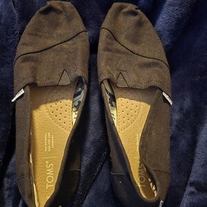 TOMS Women's Alpargata Black Canvas Shoes Sz 11 Lots Of Life Left Comfortable